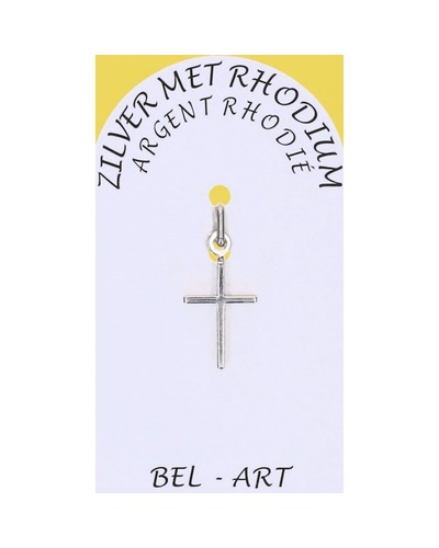 Bel-Art - Kruisje zilver + rhodium 15 x 10 mm