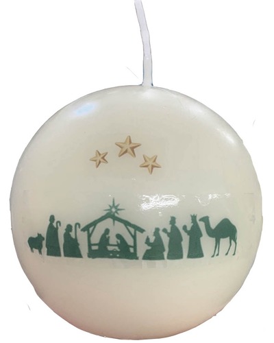 Bel-Art - Kaars Kerstmis groen bol diam. 8cm