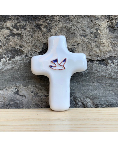 Bel-Art - White ceramic cross with dove