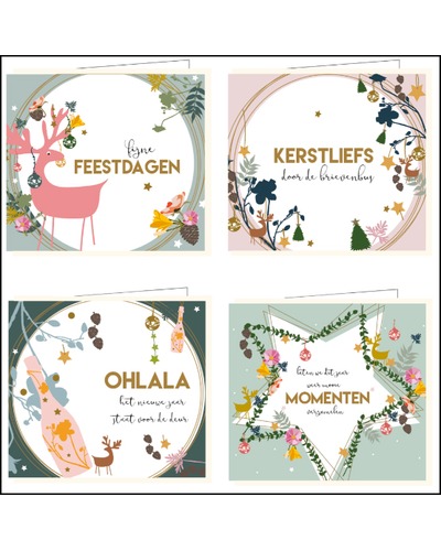 Mailbox - Kaarten Kerstbox - 4 x 2 stuks