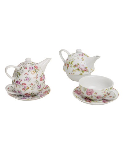 Wurm - Theepot met tas rozenmotief - porselein