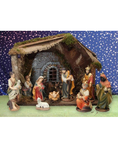 Bel-Art - Kerststal + 11 figuren 15 cm