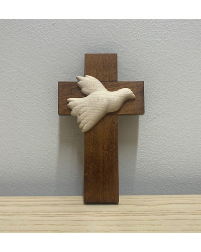 La Com - WI201 Cross with dove wood 12 x 7 cm