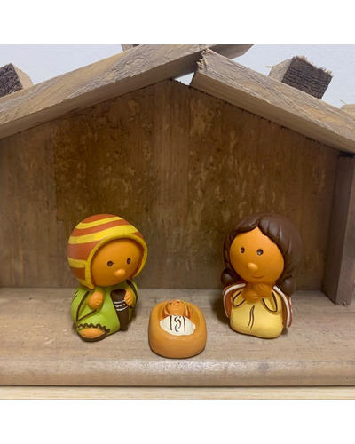 La Com - CT401 Crèche avec 8 st en terre cuite