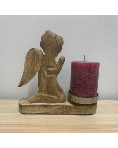 Wurm - Candle holder angel wood with real candle