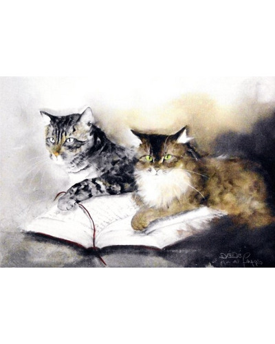 Kaart FinkVerlag - FD1389 De lezende katten