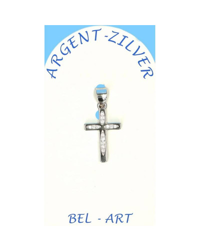 Bel-Art - Kruisje zilver met zirkonen 15 x 10 mm