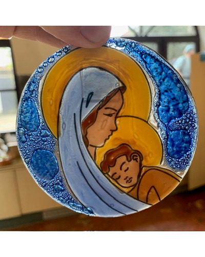La Com - ET26C Glass deco. Mary with child - round