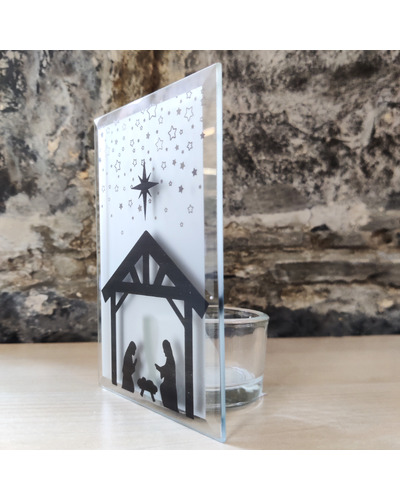 Bougeoir en verre avec motif de Noël 2