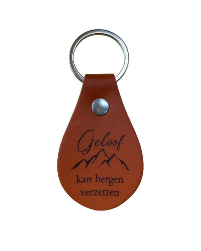 CBC - Sleutelhanger leer Geloof kan bergen 