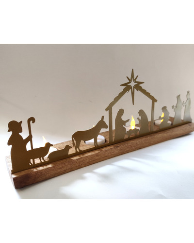 La Com - AS401G Tealight holder long nativity scen